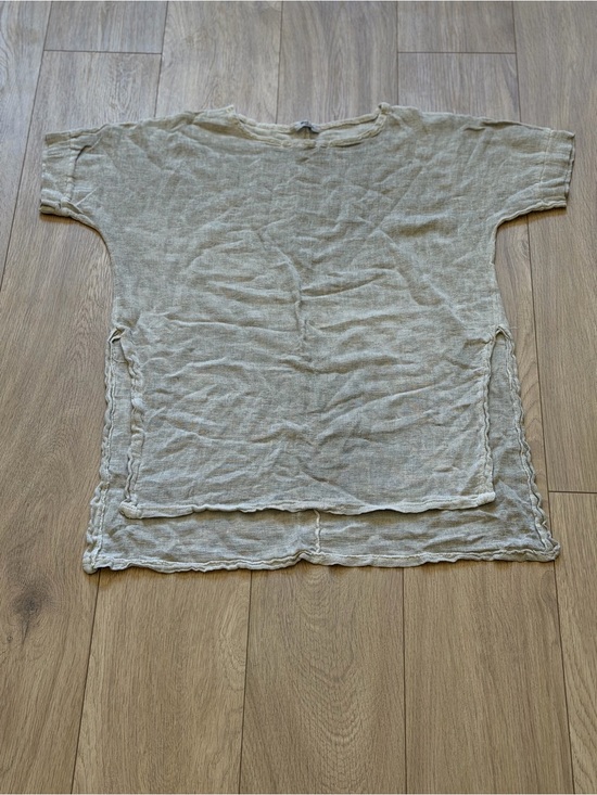 Meo Meli Tops - Relaxed Boxy Tunic Top in Light Cream size OS